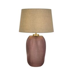EU44652PI Amethyst Pink Table Lamp With Linen Shade Searchlight