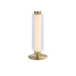 EU26251SB Mod LED Table Lamp, Satin Brass Metal, Opal Acrylic & Clear Searchlight