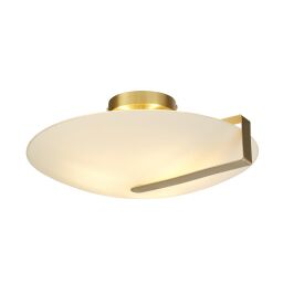 73990-3GO Sundial Flush - Gold Metal & Frosted Glass Searchlight