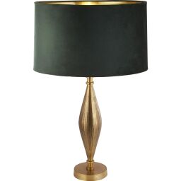 EU84631GR Rye Table Lamp - Antique Brass Metal & Green Velvet Shade Searchlight