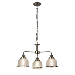 1683-3AB Bistro II 3Lt Lampa wisząca- Brass & Halophane szkło Searchlight