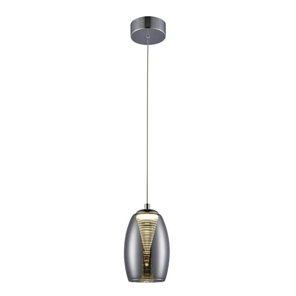 G60770/93 Lampa wisząca Metropolis LED 1-płomień chrom / dymione szkło