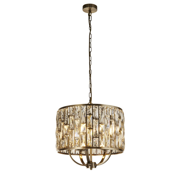 6585-5AB Bijou Antique Brass & Champagne Glass Pendant Light Searchlight