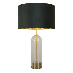 EU81712GR Oxford Table Lamp - Glass, Brass, Green Velvet Shade Searchlight