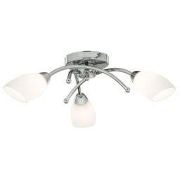 8183-3CC Opera 3Lt Flush Lampa sufitowa -Chrome & szkło opal Searchlight