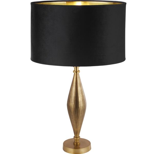 EU84631BK Rye Table Lamp - Antique Brass Metal & Black Velvet Shade Searchlight