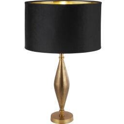 EU84631BK Rye Table Lamp - Antique Brass Metal & Black Velvet Shade Searchlight