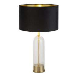 EU81712BK Oxford Table Lamp - Glass, Brass Metal & Black Velvet Shade Searchlight