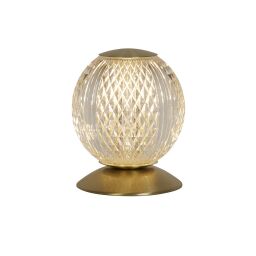 EU51482SB Allure Satin Brass Round Table Lamp With Clear Acrylic Shade Searchlight