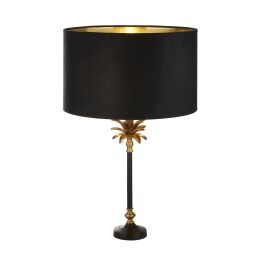 EU81211BK Palm Table Lamp - Black & Antique Brass Metal,Black Shade Searchlight