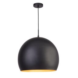 3039BK Chicago Industrial Lampa wisząca - Matt czarny with złoty Inner Searchlight