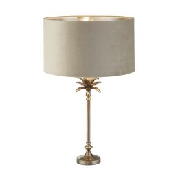 EU81210TA Palm Table Lamp - Antique Nickel Metal & Taupe Velvet Shade Searchlight