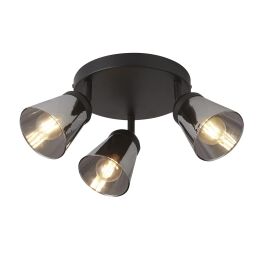 61170-3SM Mega 3Lt Round reflektorek - czarny Metal With Smoked szkło Searchlight