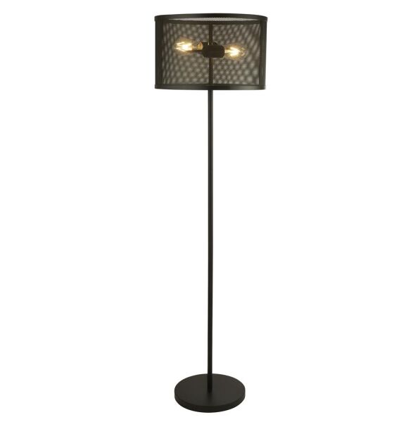 EU2832-2BK Fishnet 2Lt Lampa podłogowa - Matt czarny Metal Mesh Searchlight