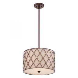 QZ-BROWN-LATTICE-P-M Brązowy Krata 3 Lekki Średni lampa wisząca Elstead - Mega RABATY w koszyku %