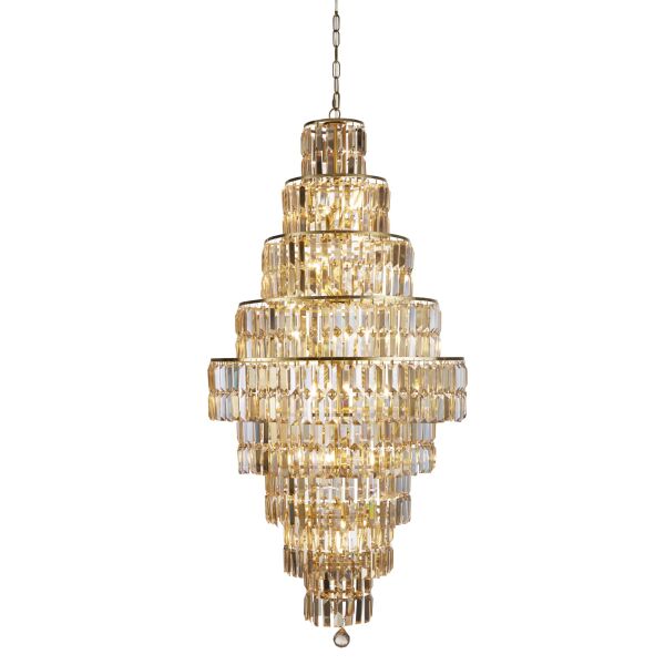 1500SB Empire 13-Light Chandelier - Brass & Champagne Glass Searchlight