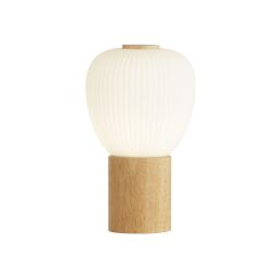 EU31410-1NA Ella Table Lamp - Wood & Opal Ribbed Glass Searchlight