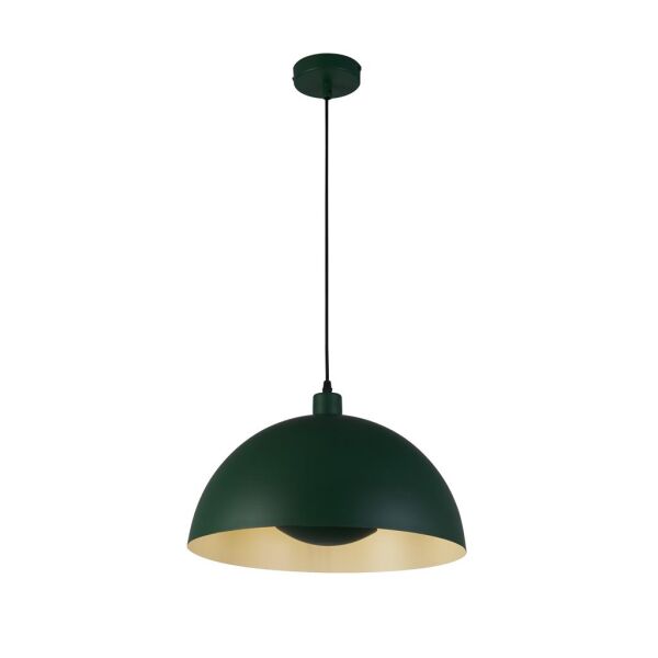 35410GR Mars 1LT Pendant, Matt Green Metal & Cream Inner 25cm Searchlight