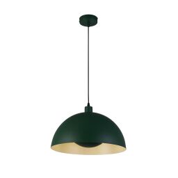 35410GR Mars 1LT Pendant, Matt Green Metal & Cream Inner 25cm Searchlight