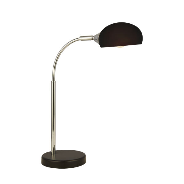 EU3086-1BK Astro Adjustable Black & Chrome Table Lamp - Black Glass Shade Searchlight