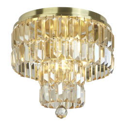 61321-4SB Empire 4-Light Flush Crystal Ceiling Light - Brass Metal & Champagne Crystal Searchlight