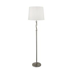 EU7565SS Vegas Floor Lamp - Satin Silver Metal &  Ivory Hessian Shade Searchlight