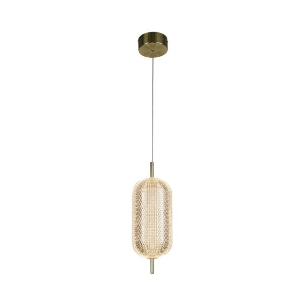 28803SB Capsule LED Satin Brass And Acrylic Pendant Light Searchlight