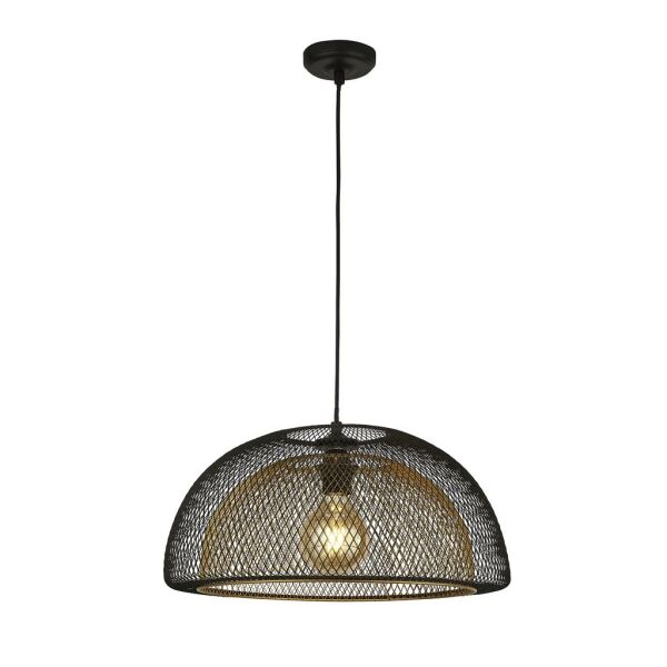 6841BGO Honeycomb Lampa wisząca - czarny Metal & złoty Mesh Searchlight