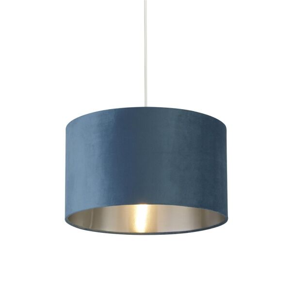 21027TE Teal Velvet Drum Light Shade - 28cm Searchlight