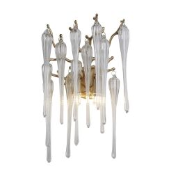 10425-2GO Heritage 2Lt Wall Light, Gold Metal and Clear Glass Drops Searchlight