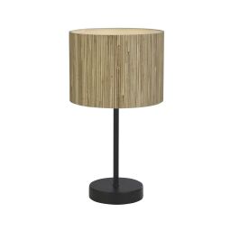 EU49712BK Meadow 1Lt Table Lamp, Natural Grass Shade and Black Metal Searchlight