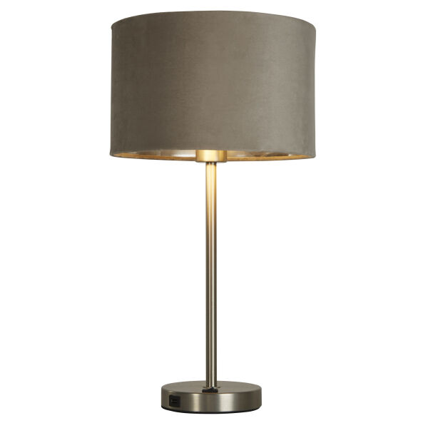 EU58911TA Finn USB Taupe Velvet Table Lamp Searchlight