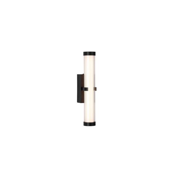 63124-1BK Black Clamp Wall Light With Opal Glass Searchlight