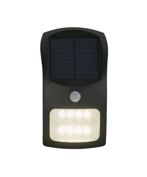 67420BK-PIR Solar Outdoor Wall Light - Black Metal & White Polycarbonate Searchlight