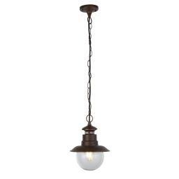 7653RU Station Lampa wisząca ogrodowa - Rustic brązowy & Clear szkło, IP44 Searchlight