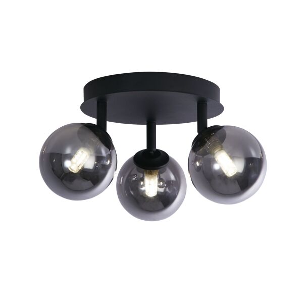 96913-3BK Crosby 3Lt Semi-Flush - Black Metal & Smoked Glass Searchlight