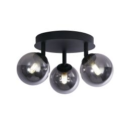 96913-3BK Crosby 3Lt Semi-Flush - Black Metal & Smoked Glass Searchlight
