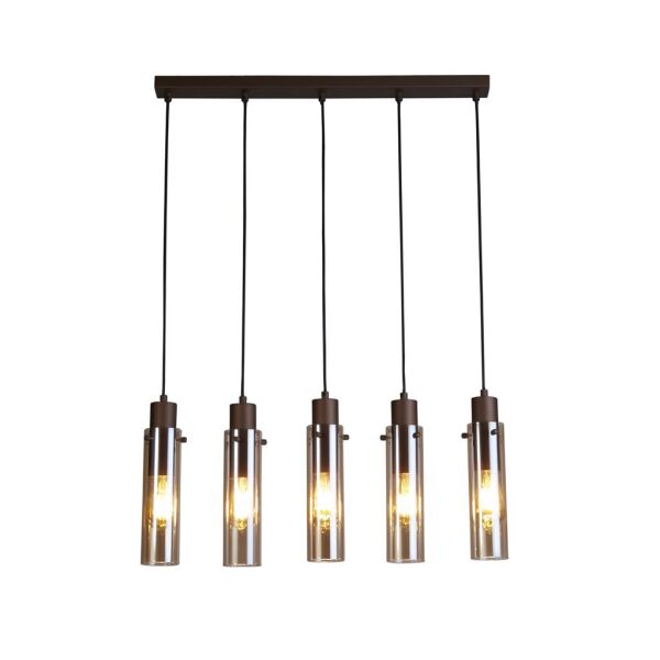 88921-5MO Sweden II 5Lt Bar Pendant - Mocha Metal & Amber Glass Searchlight