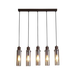 88921-5MO Sweden II 5Lt Bar Pendant - Mocha Metal & Amber Glass Searchlight