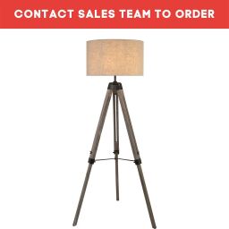 EU6006BR Easel Floor Lamp - Light Wood & Ceeam Linen Shade Searchlight