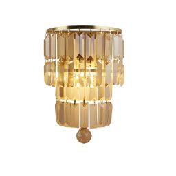61321-2SB Empire 2LT Wall Light, Satin Brass Metal & Champagne Crystal Searchlight
