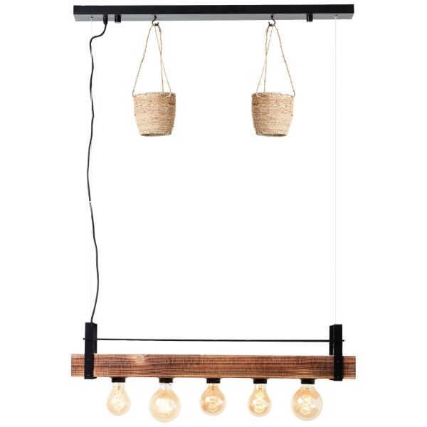 99541/76 Bankwood Lampa wisząca 5flg czarny/kolor drewna Brilliant