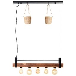 99541/76 Bankwood Lampa wisząca 5flg czarny/kolor drewna Brilliant