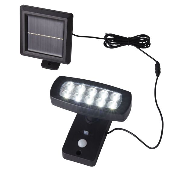 67423BK-PIR Solar Outdoor Wall Light - ABS & Clear Polycarbonate Searchlight