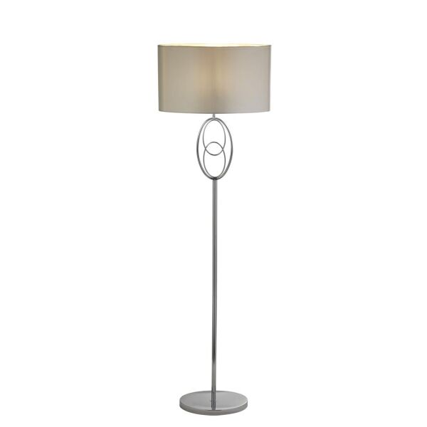 EU69042CC Loopy Lampa podłogowa - Chrome With Faux Silk Shade Searchlight
