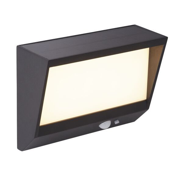67418BK Solar Outdoor Wall Light - Black Metal & White Polycarbonate Searchlight