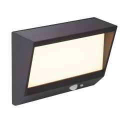 67418BK Solar Outdoor Wall Light - Black Metal & White Polycarbonate Searchlight