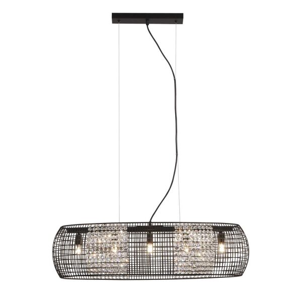 9095-5BK Cage 5Lt Lampa wisząca - czarny Metal & kryształ szkło Searchlight