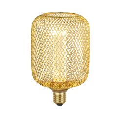 16002GO Wire Mesh Effect Drum Lamp - złoty Metal E27 Searchlight