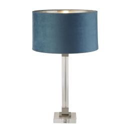 EU67521TE Scarborough Table Lamp - Crystal Nickel & Teal Velvet Shade Searchlight
